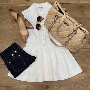 Karl Lagerfeld white collared peplum top Sz 36 US4